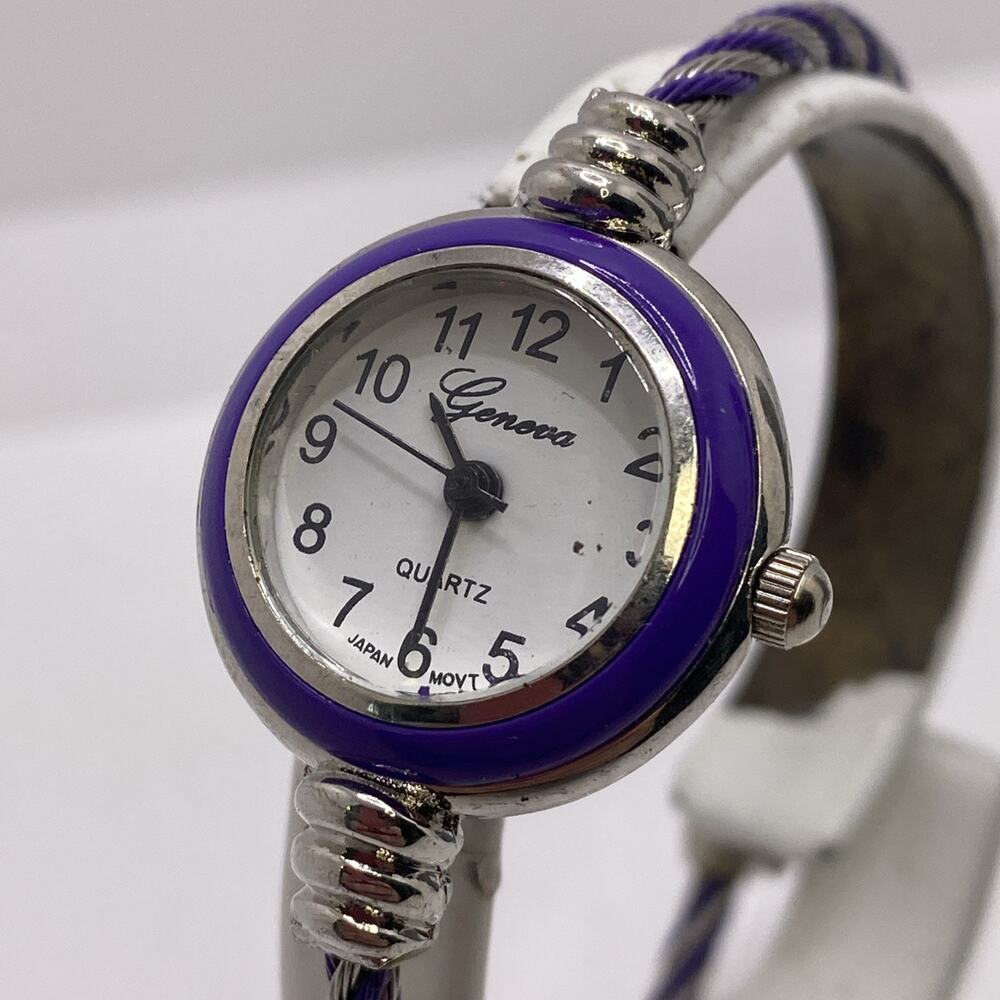 Vintage Geneva Cuff Bangle Watch Works New Battery